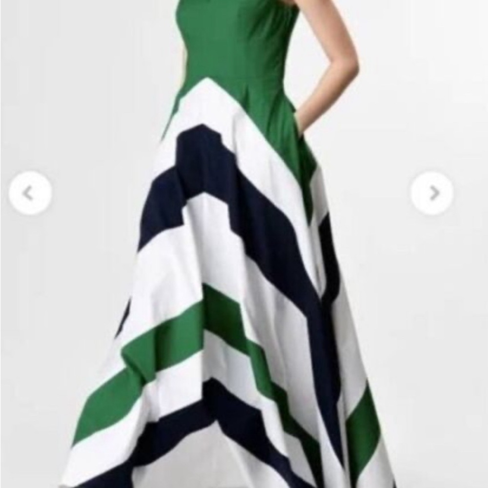 Zapelle Chevron stripe color block maxi dress blue green and white - Picture 2 of 5